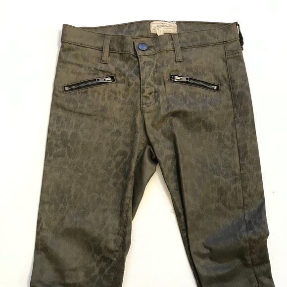 Current Elliott Soho Zip Stiletto Jeans Womens 27 Green Skinny Ankle Zip Stretch - Picture 3 of 13